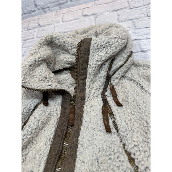 KUHL Flight Jacket Polar Fleece Fuzzy Zip Up Oatmeal beige size Large - Picture 3 of 15